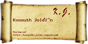 Kossuth Jolán névjegykártya