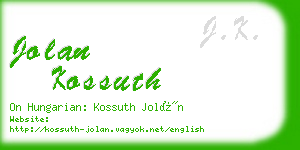 jolan kossuth business card